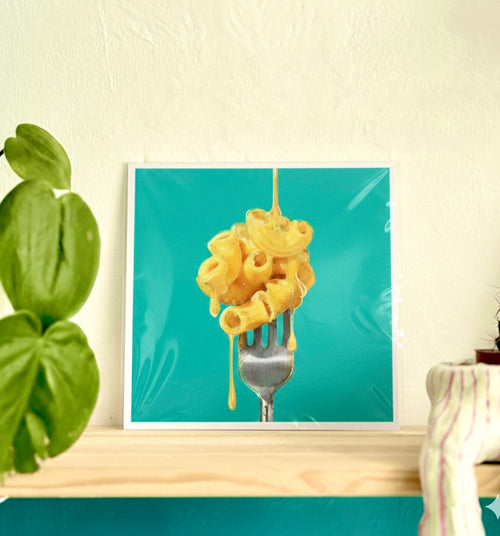 Mac and Cheese Drip - Fine Art Print, Modern Still Life Illustration Kitchen Wall Art Decor